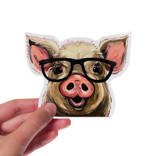 Pig w/ Glasses Sticker