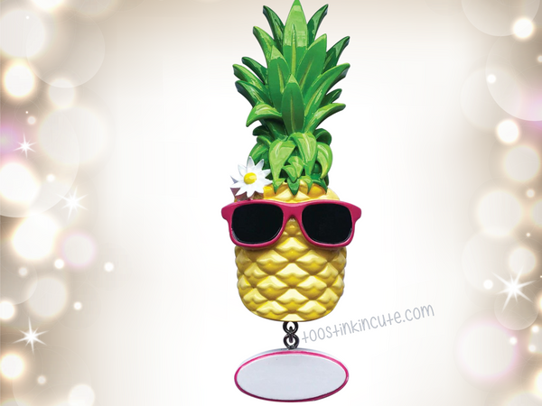 Pineapple with Sunglasses Personalized Christmas Ornament