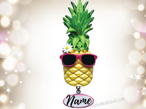 Pineapple with Sunglasses Personalized Christmas Ornament