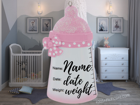 Child Pink Girl Baby Bottle Personalized Christmas Ornament