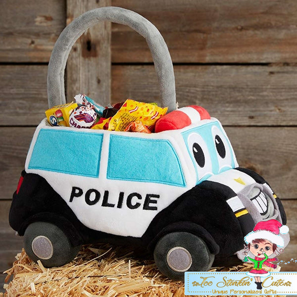 Police Truck Personalized Halloween Trick or Treat Basket