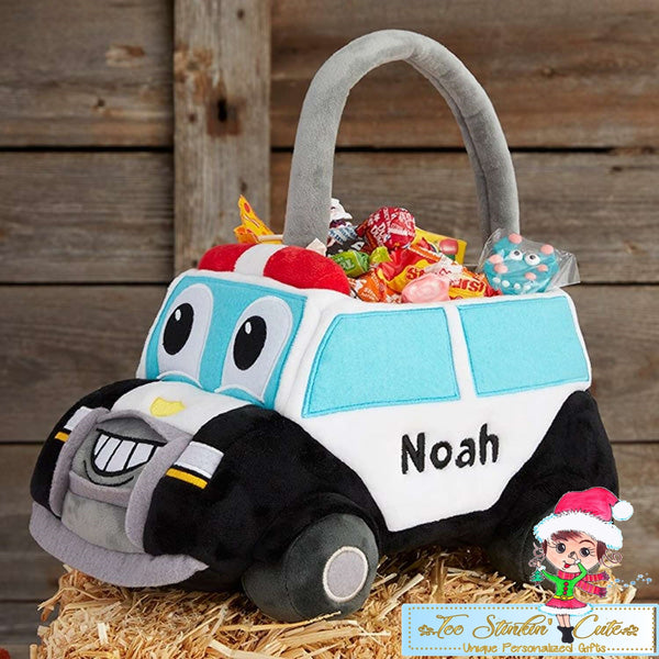 Police Truck Personalized Halloween Trick or Treat Basket