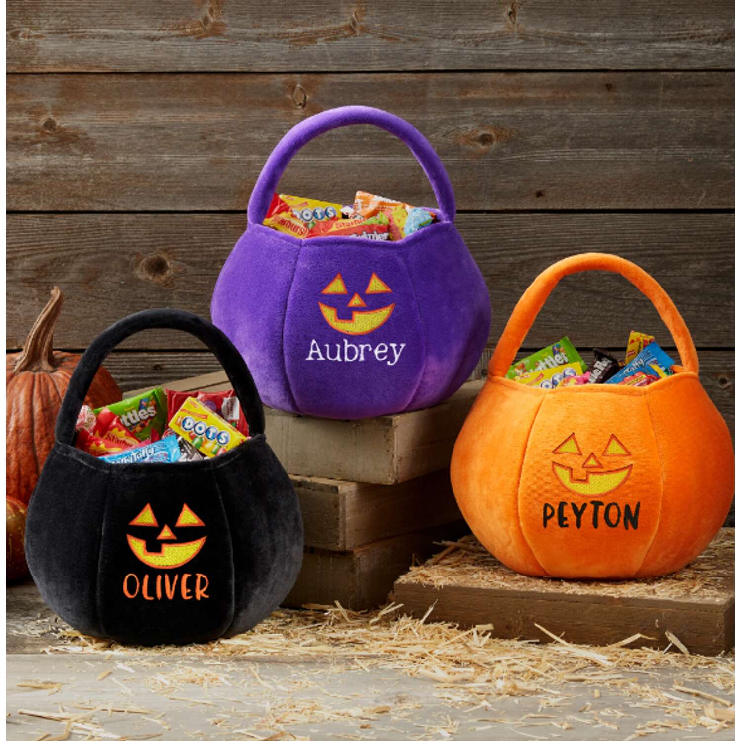 Plush Pumpkin Personalized Halloween Trick or Treat Bag|Pumpkin Candy Bag|Halloween Tote Bag|Halloween Candy Bag|Trick or Treat Bucket