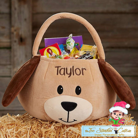 Puppy Dog Personalized Halloween Trick or Treat Basket
