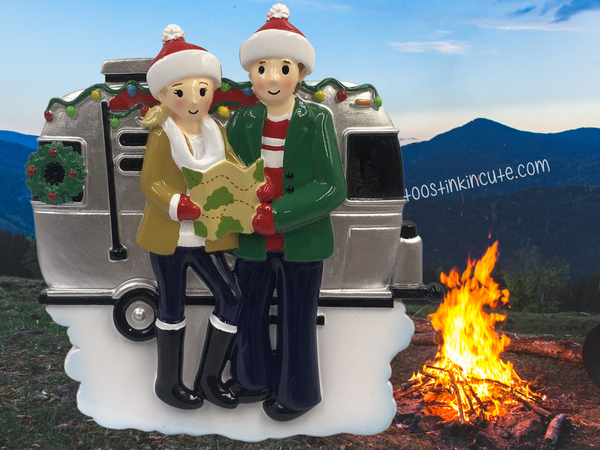 RV Camper Family of 2 Personalized Christmas Ornament Camping