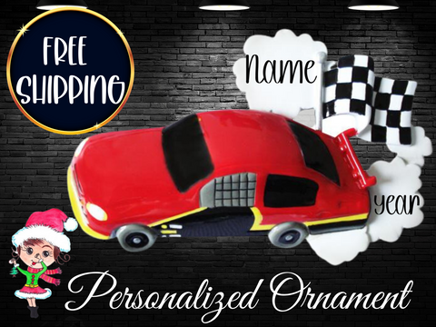 Personalized Race Car Ornament,Custom Race Ornamnet,Car Racing Ornament,Racetrack Ornament,Racer Ornament,Childrens Ornament,Boy Ornament