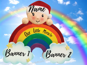 Rainbow Miracle Baby Personalized Christmas Ornament