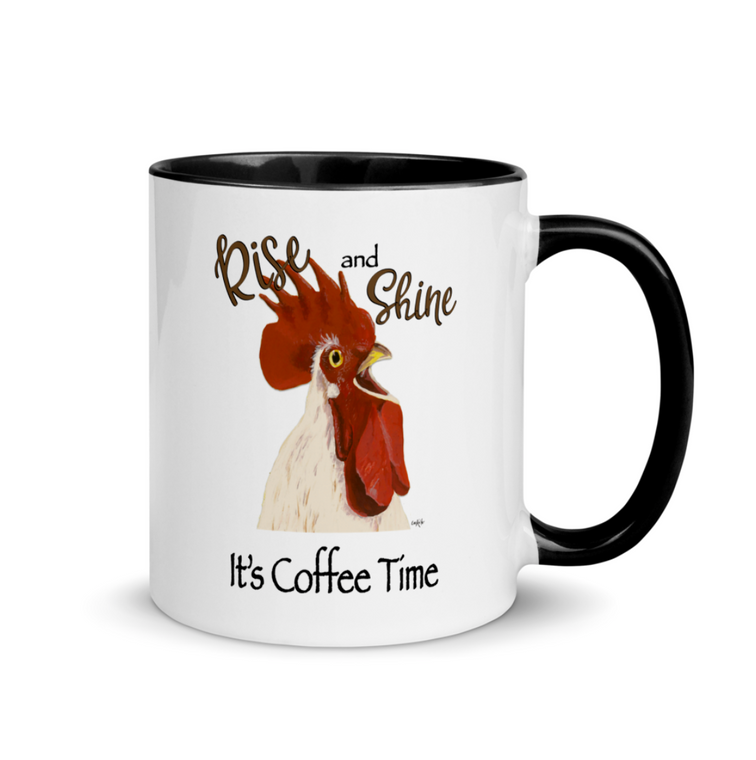 Rise & Shine It's Coffee Time Rooster Mug