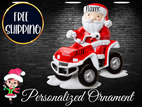 Santa Claus Four Wheeler Ornament,ATV Ornament,Personalized Christmas Ornament,4 Wheeler Ornament,Santa Ornament,Christmas ATV Ornament