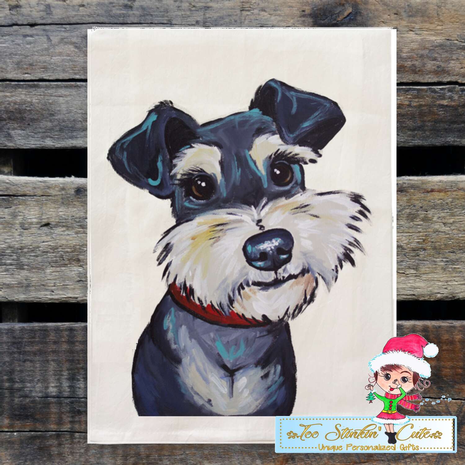 Set of 2 Schnauzer Dog Flour Sack Towel/ Tea Towel