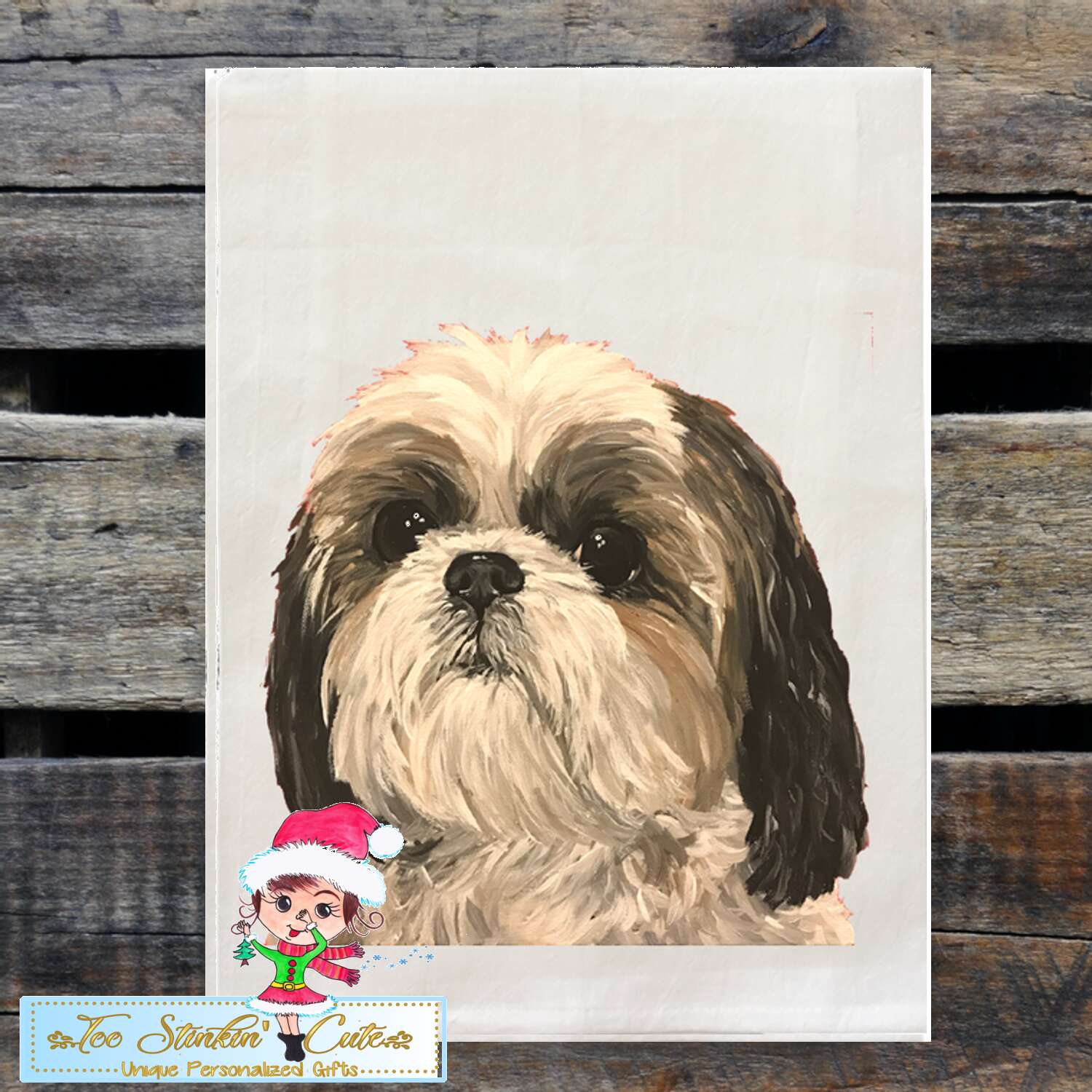 Set of 2 Shih Tzu Dog Flour Sack Towel/ Tea Towel