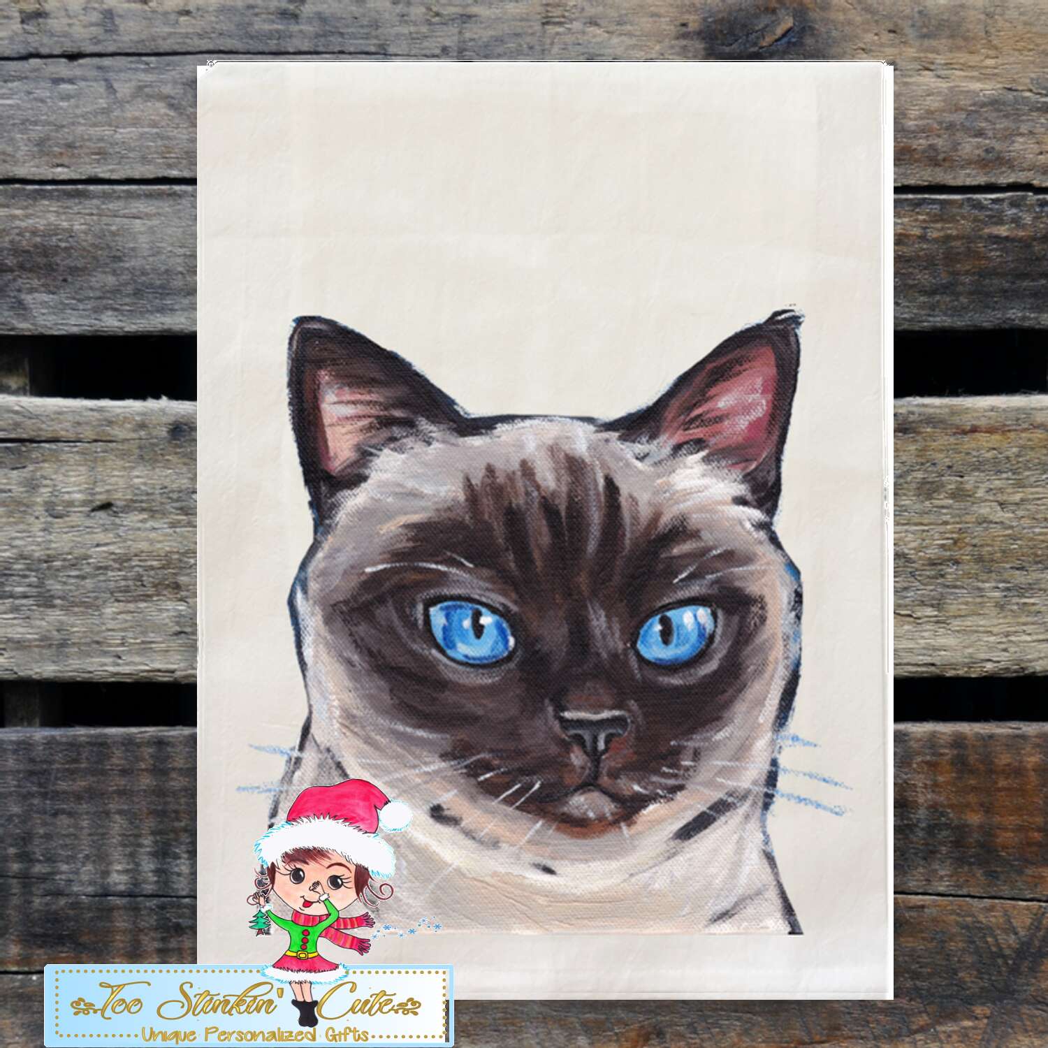 Set of 2 Siamese Cat Flour Sack Towel/ Tea Towel