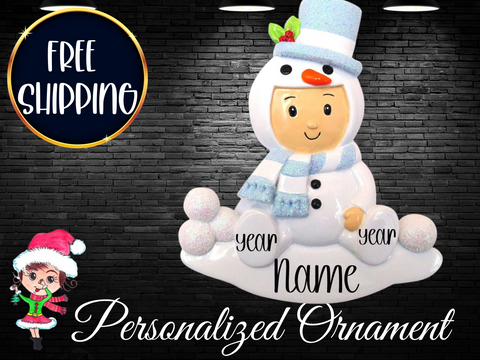 Custom Boy Snowman Ornament,Personalized Boy Snowbaby,Baby Ornament,Baby's First, Baby's 1st,Snowman Baby,Baby Boy Ornament,Baby Christmas