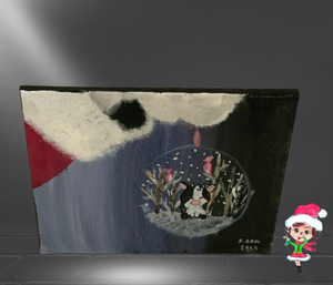 Santa Snow Globe Hand Painted Acrylic on Canvas Artwork By Kohlie