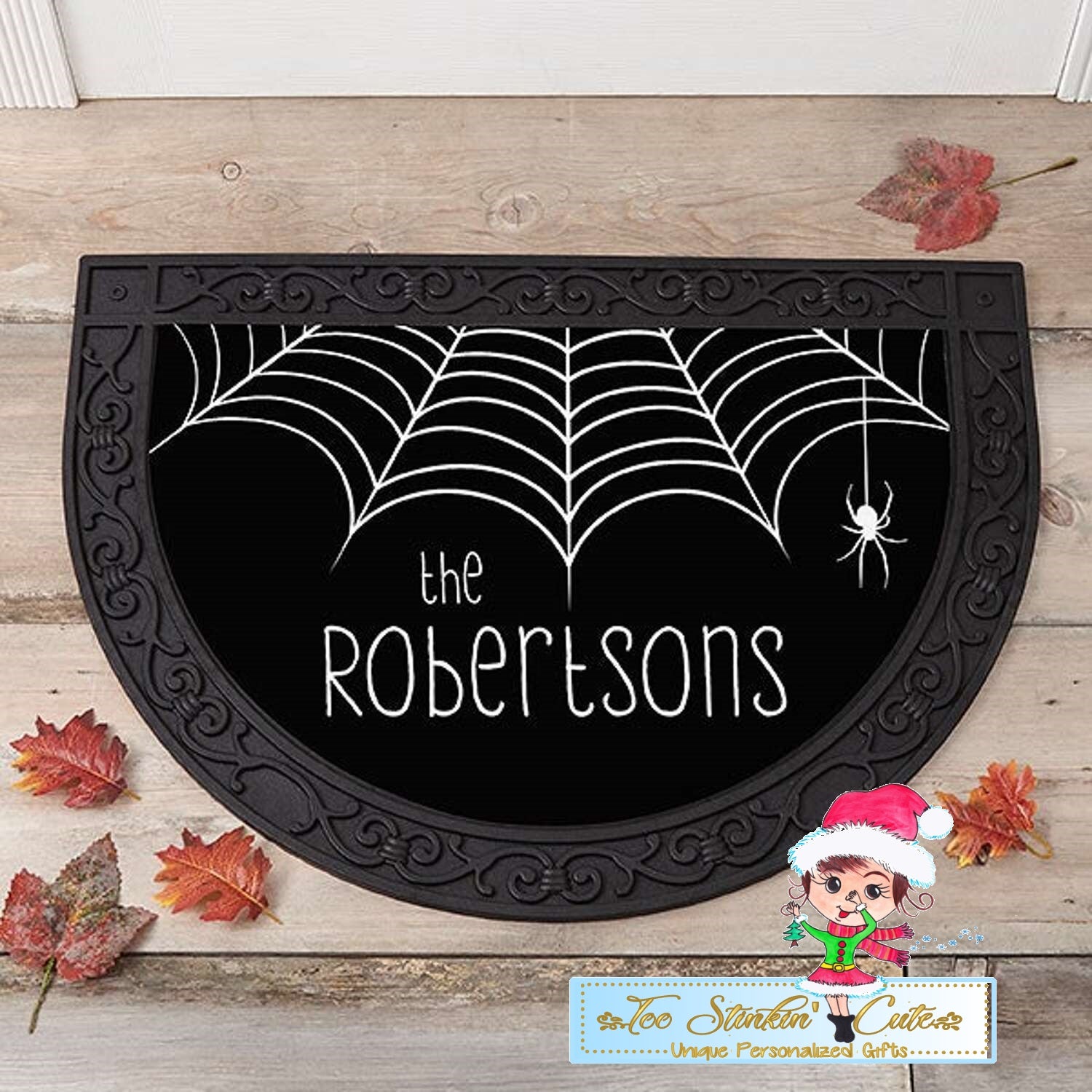 Personalized Halloween SpiderwebFamily Doormat Rug + Free Shipping/ Fall/ Pumpkin/ Scary/ Witch/ Floormat