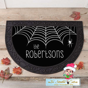 Personalized Halloween SpiderwebFamily Doormat Rug + Free Shipping/ Fall/ Pumpkin/ Scary/ Witch/ Floormat
