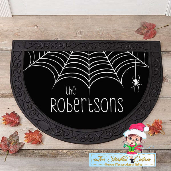 Personalized Halloween SpiderwebFamily Doormat Rug + Free Shipping/ Fall/ Pumpkin/ Scary/ Witch/ Floormat