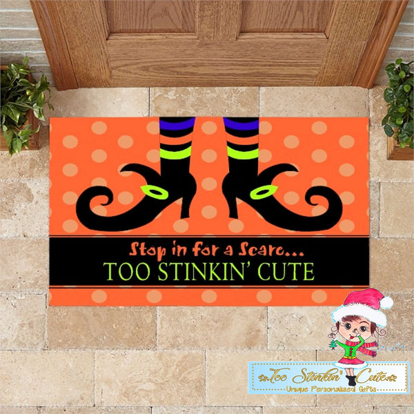 Personalized Halloween Family  Stop In For A Scare Doormat Rug