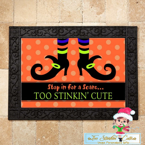 Personalized Halloween Family  Stop In For A Scare Doormat Rug