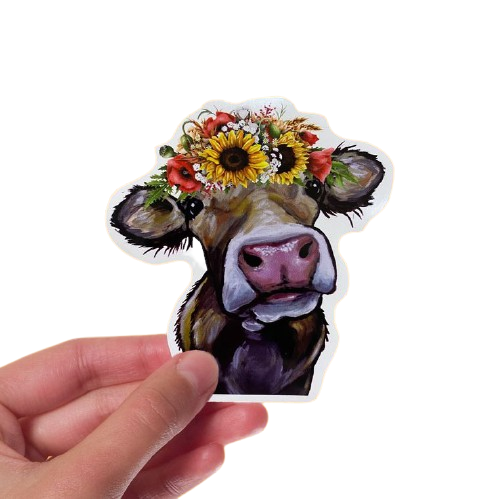 Sunflower Cow Sticker
