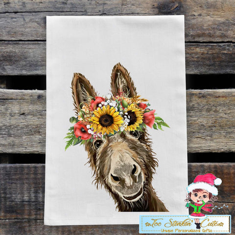 Farmhouse Donkey with Sunflowers Flour Sack Towel/ Tea Towel