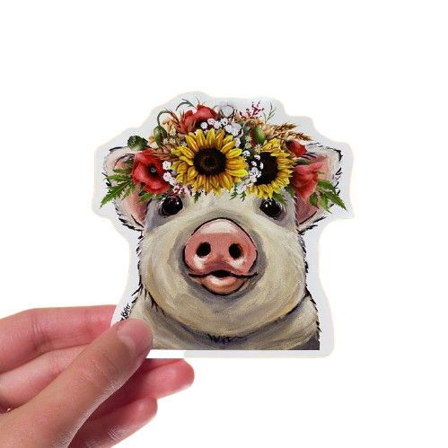 Sunflower Pig Sticker