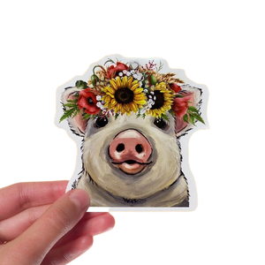 Sunflower Pig Sticker