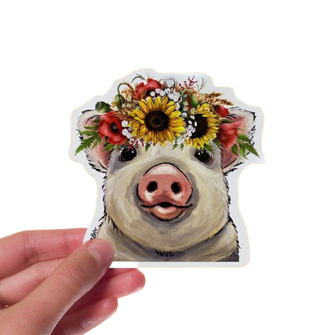 Sunflower Pig Sticker