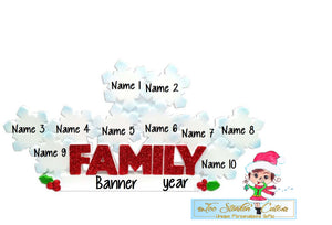 Personalized Christmas Table Topper Snowflake Family of 10 + Free Shipping!