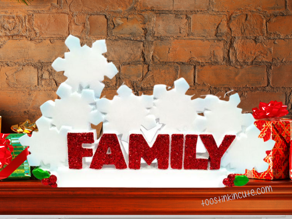 Table Topper Snowflake Family of 7 Personalized Christmas Table Topper