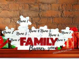 Table Topper Snowflake Family of 9 Personalized Christmas Table Topper