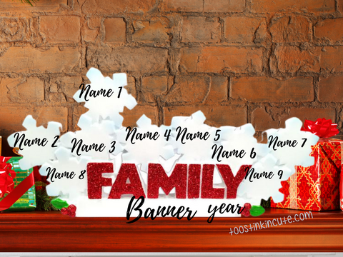 Table Topper Snowflake Family of 9 Personalized Christmas Table Topper