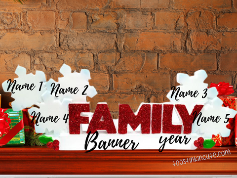 Table Topper Snowflake Family of 5 Personalized Christmas Table Topper