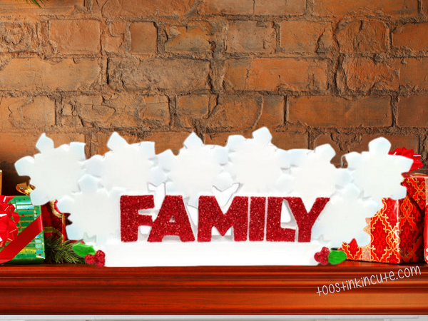 Table Topper Snowflake Family of 8 Personalized Christmas Table Topper