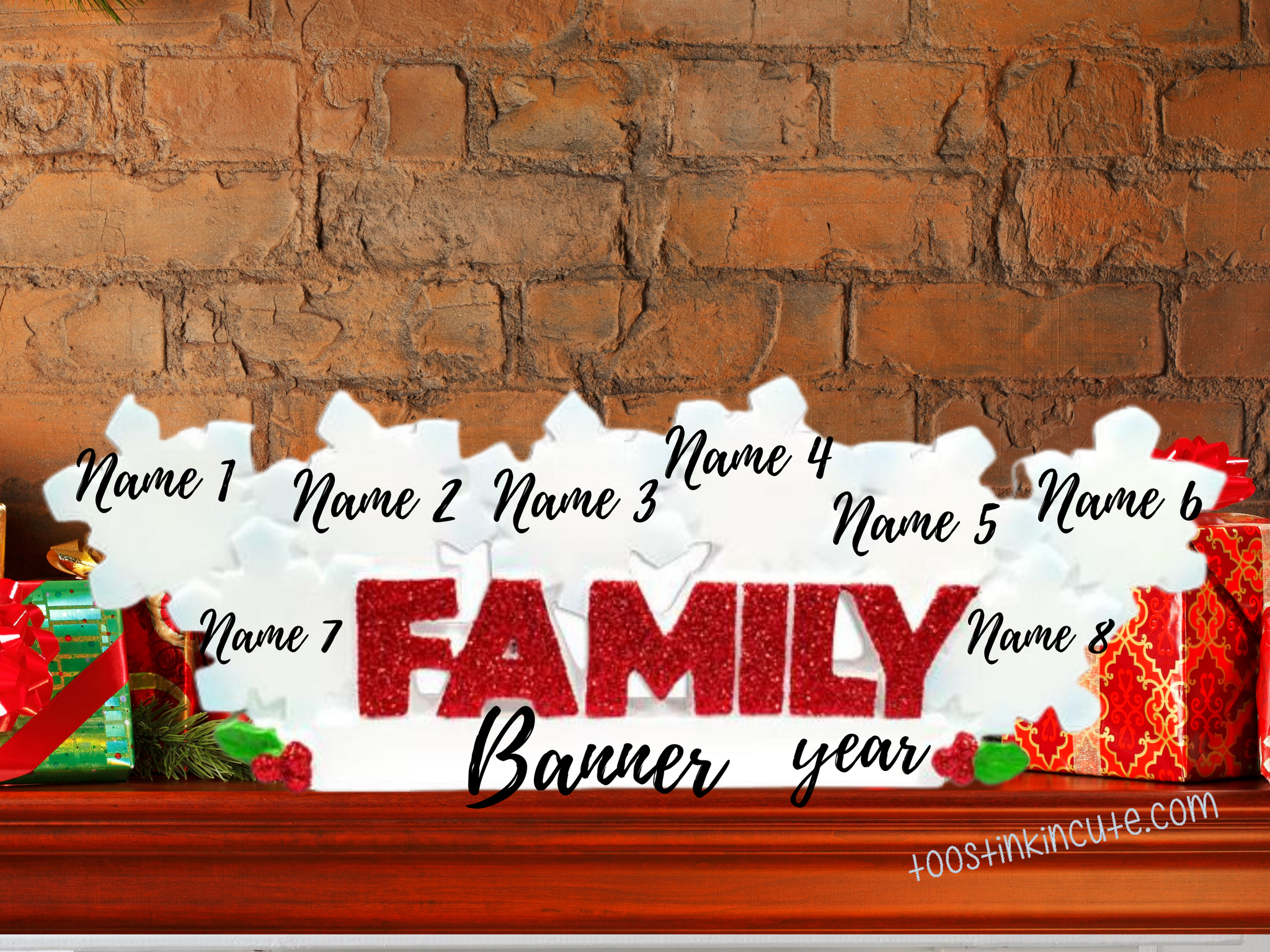 Table Topper Snowflake Family of 8 Personalized Christmas Table Topper