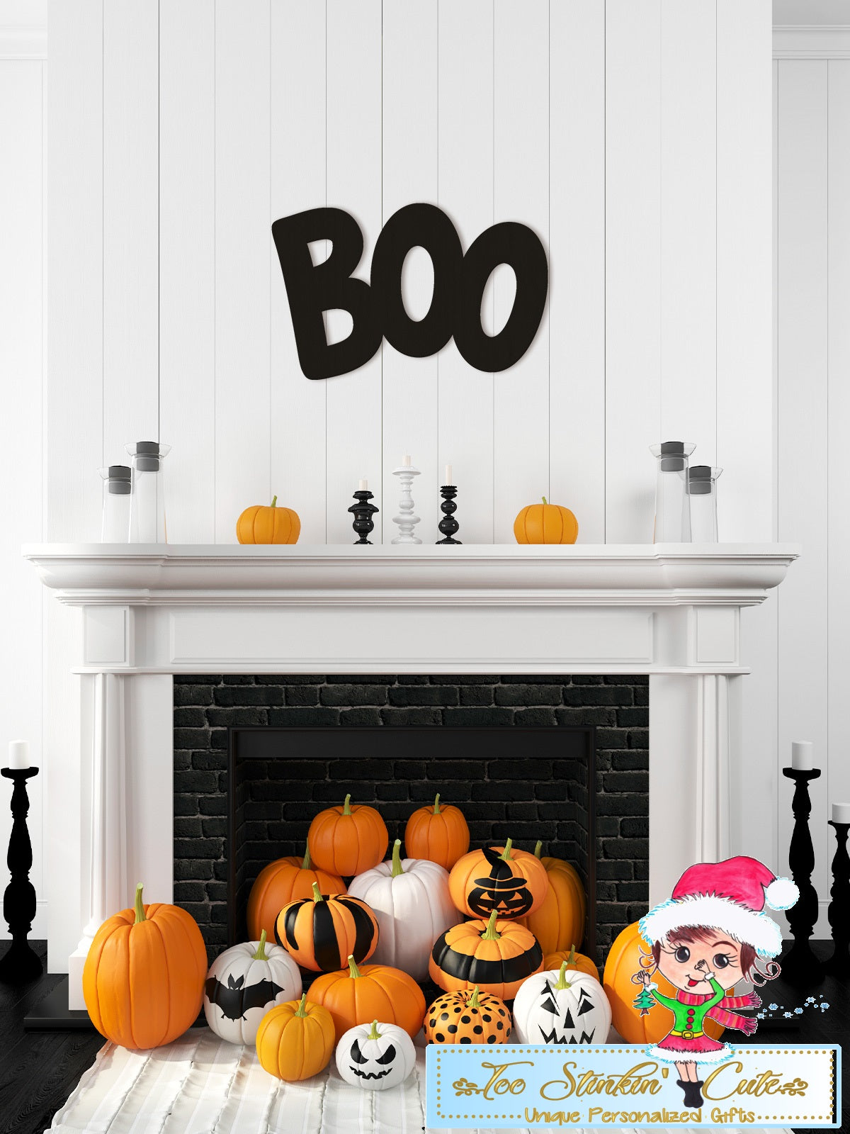 Unfinished Boo Birch Wood Decor 22" L x 14" H
