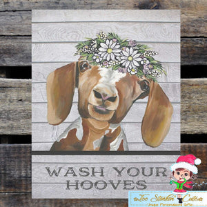 Wash Your Hooves Goat Tin Sign