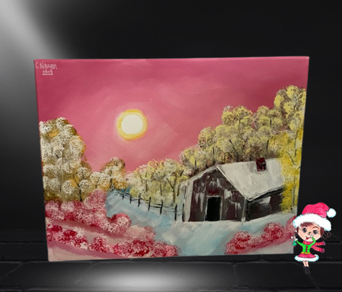Winter Day Hand Painted Acrylic on Canvas Artwork By Cassandra