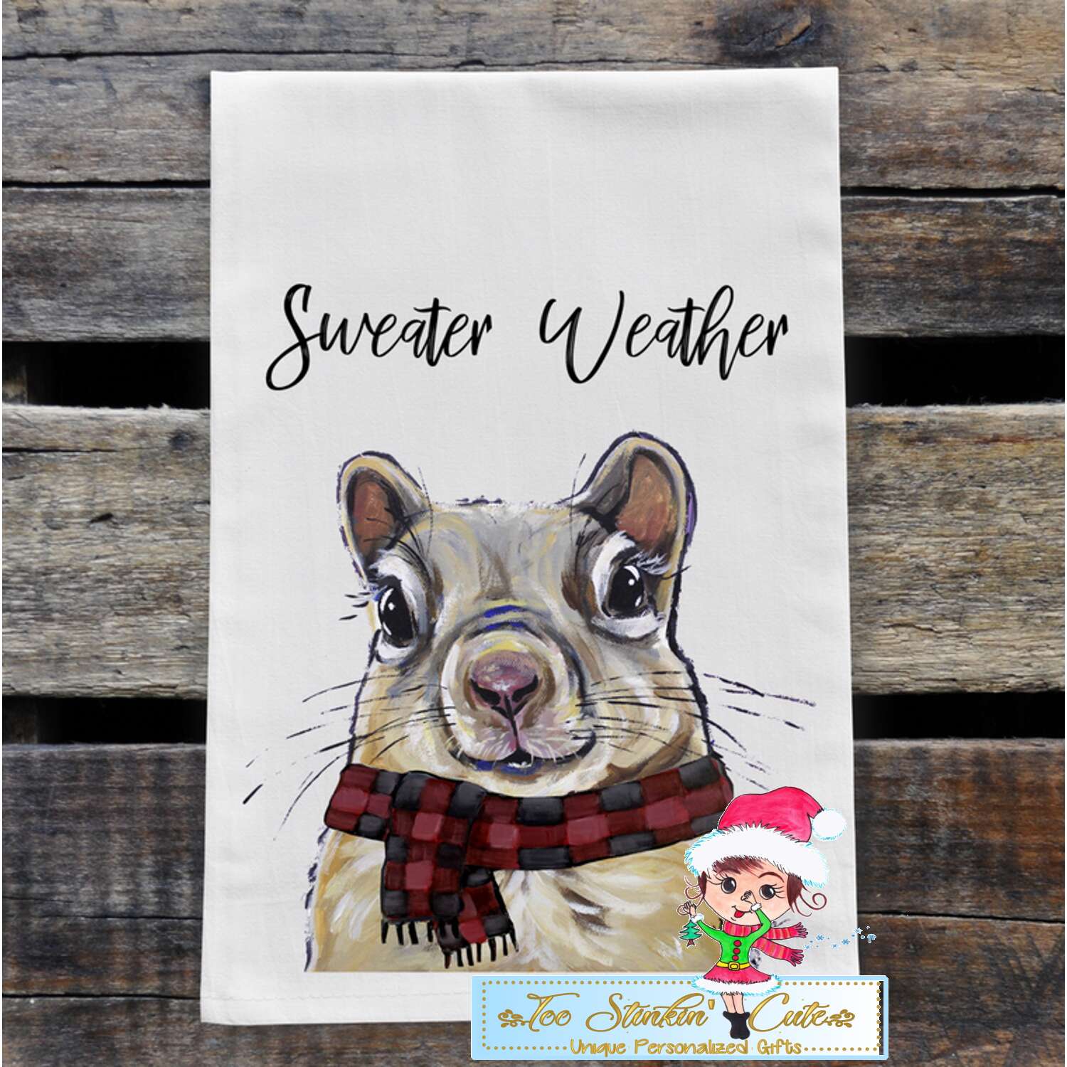 Winter Squirrel Flour Sack Towel/ Tea Towel