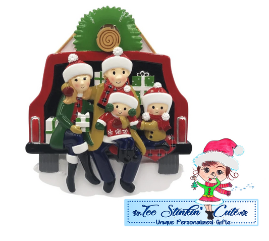 Christmas Tree Family of 4 Personalized Christmas Ornament|Family Ornament|Christmas Tree Ornament|Cut Tree Lot|Family Christmas Tree