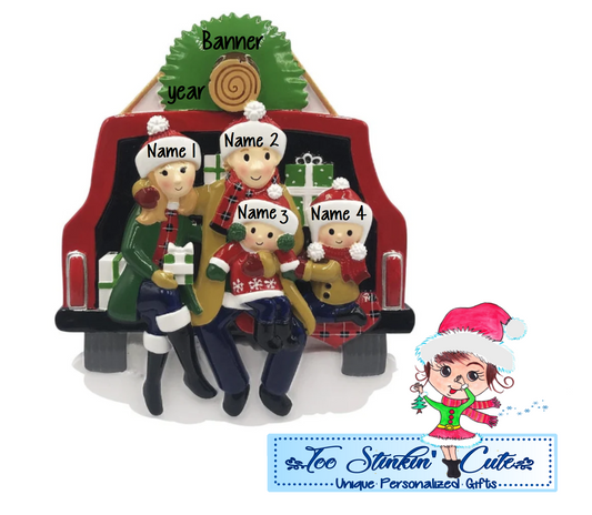 Christmas Tree Family of 4 Personalized Christmas Ornament|Family Ornament|Christmas Tree Ornament|Cut Tree Lot|Family Christmas Tree
