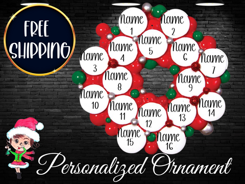 Family of 16 Wreath Ornament,Wreath Ornament,Family Christmas Ornament,Personalized Christmas Ornament,Custom Ornament,Large Family Ornament