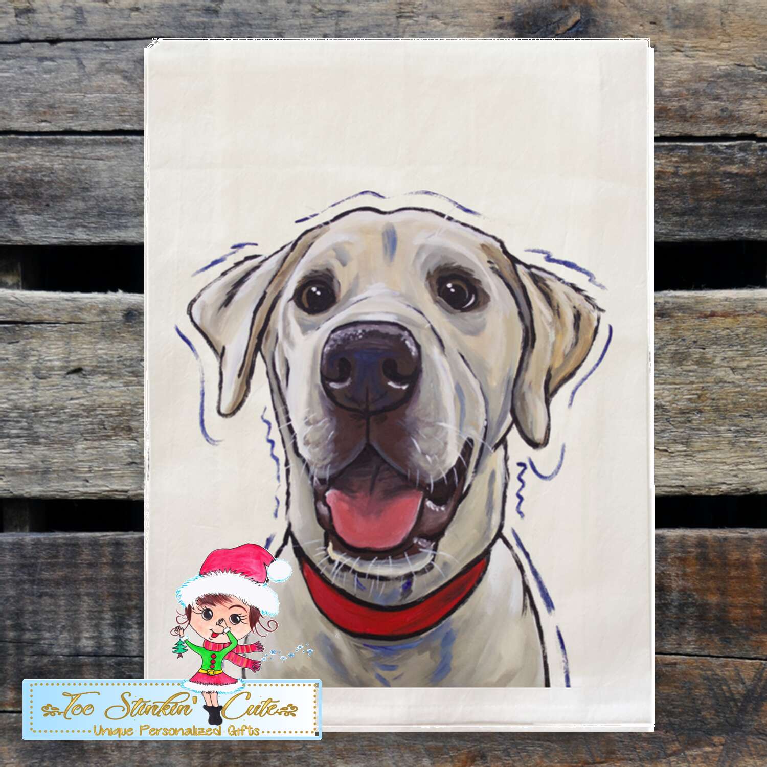 Set of 2 Yellow Lab Dog Flour Sack Towel/ Tea Towel