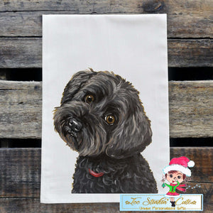 Set of 2 Yorkie Poo Dog Flour Sack Towel/ Tea Towel