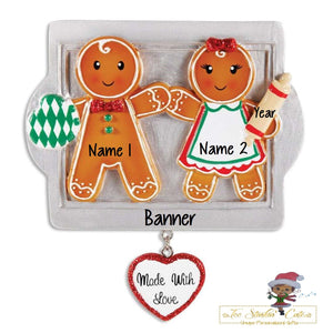 Christmas Ornament Gingerbread Made with Love Family of 2/ Couple/ Newlywed/ Friends/ Coworkers Personalized! + Free Shipping!
