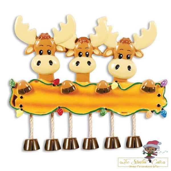 Christmas Ornament Moose Family of 3/ Friends/ Coworkers - Personalized + Free Shipping! Reindeer