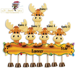 Christmas Ornament Moose Family of 5/ Friends/ Coworkers - Personalized + Free Shipping! Reindeer