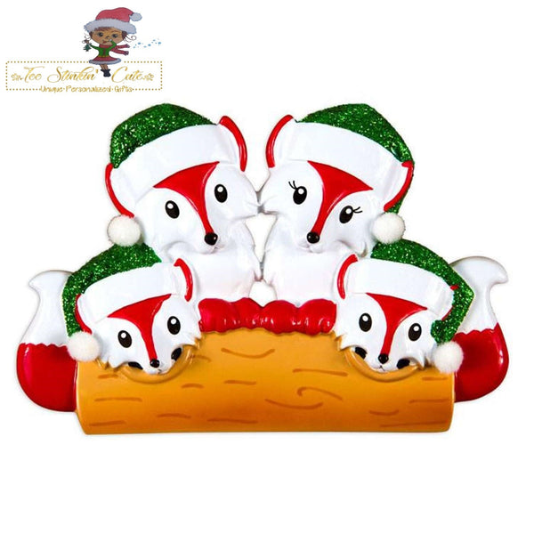 Christmas Ornament Fox Family of 4/ Newlywed/ Friends/ Coworkers Personalized! + Free Shipping!