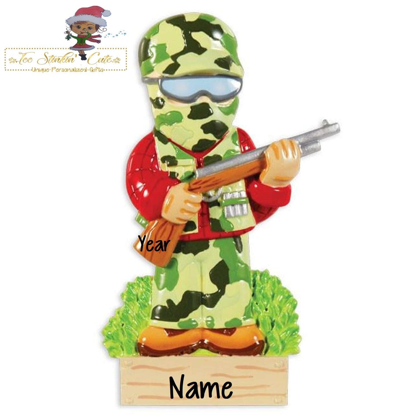 Christmas Ornament Camo Hunter/ Mask/ Kids/ Men- Personalized + Free Shipping!
