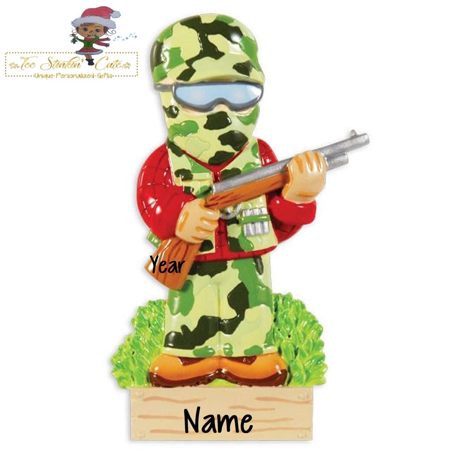 Christmas Ornament Camo Hunter/ Mask/ Kids/ Men- Personalized + Free Shipping!